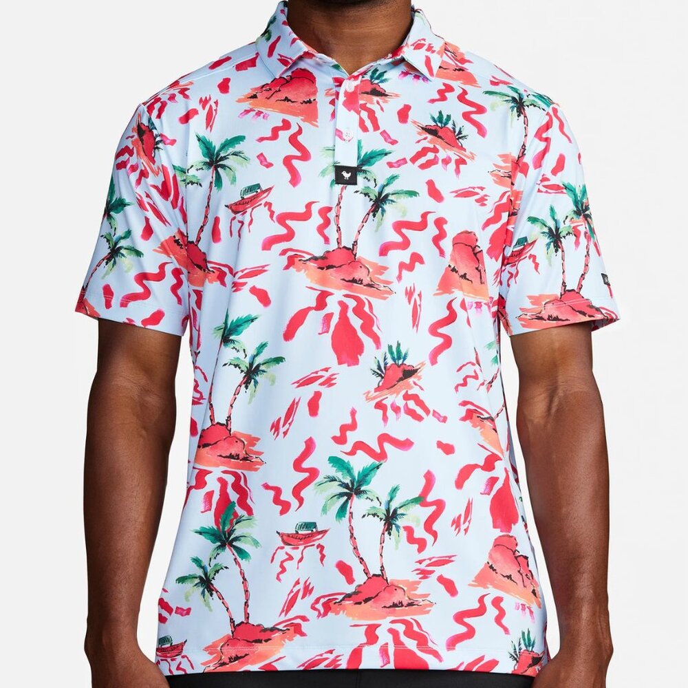 NWOT Bad Birdie Red Rocks Performance Golf Polo Sz XL